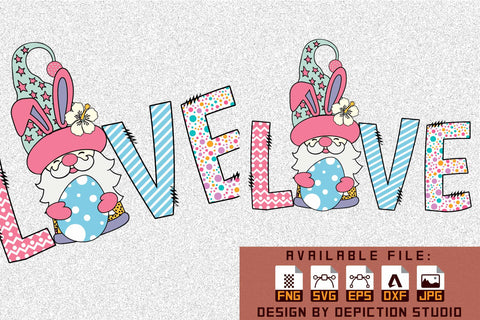 Easter Love Bunny Egg Gnome T-Shirt, Easter Day Love Shirt, Easter Day Gnome Shirt, Easter Love Shirt Print Template Sketch DESIGN Depiction Studio 