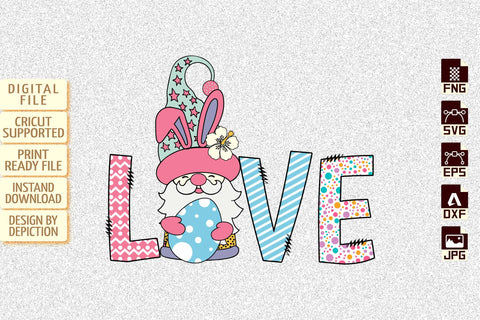 Easter Love Bunny Egg Gnome T-Shirt, Easter Day Love Shirt, Easter Day Gnome Shirt, Easter Love Shirt Print Template Sketch DESIGN Depiction Studio 