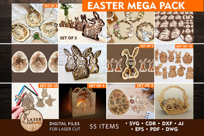 Easter MEGA PACK Laser Cut Designs SVG LaserCutano 