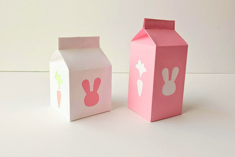 Easter Milk Carton Boxes with Carrot and Bunny Cutouts SVG 3D Paper Risa Rocks It 
