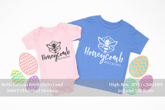 Easter Mockup, Bella Canvas 100B and 3001T Mockup, Sibling Mockup, Baby Mockup, Toddler Mockup Mock Up Photo Honeycomb Mockups 