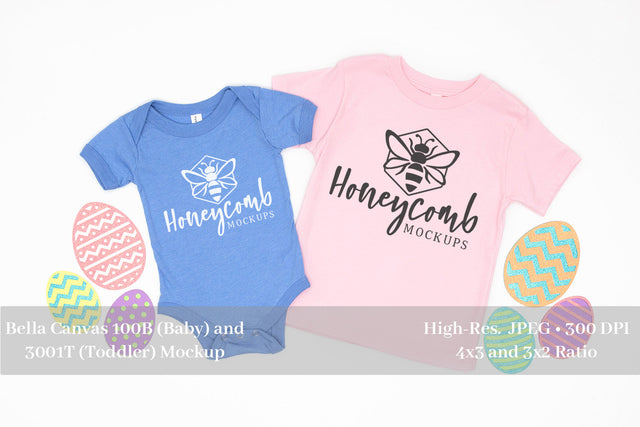 Easter Mockup, Bella Canvas 100B and 3001T, Sibling Mockup, Baby and Toddler Mockup Mock Up Photo Honeycomb Mockups 