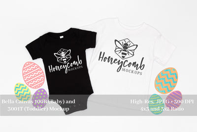 Easter Mockup, Bella Canvas 100B AND 3001T, Sibling Mockup, Baby and Toddler Mockup Mock Up Photo Honeycomb Mockups 