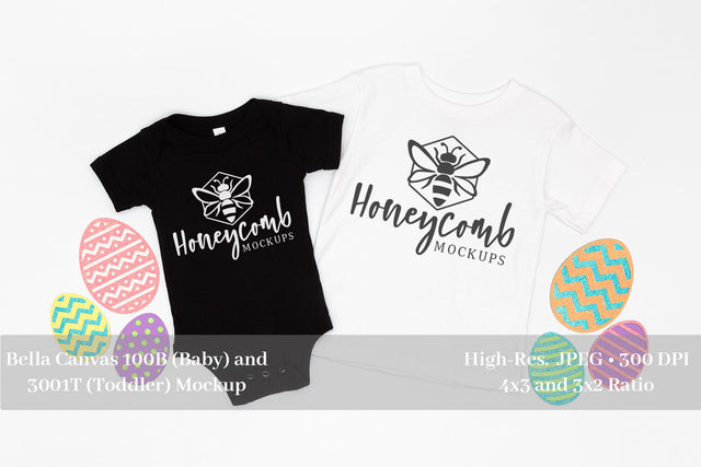 Easter Mockup, Bella Canvas 100B AND 3001T, Sibling Mockup, Baby and Toddler Mockup Mock Up Photo Honeycomb Mockups 