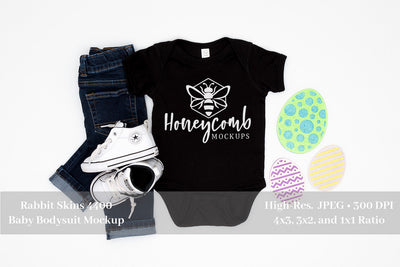Easter Mockup, Black Rabbit Skins 4400 Mockup, Baby Boy Mockup, Black Baby Bodysuit Mockup Mock Up Photo Honeycomb Mockups 