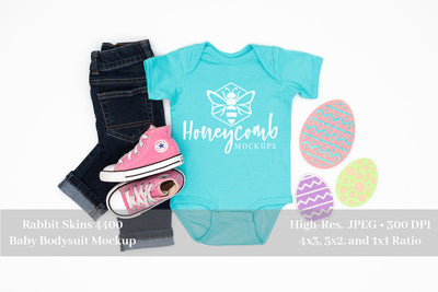 Easter Mockup, Caribbean Rabbit Skins 4400 Mockup, Baby Girl Mockup, Baby Bodysuit Mockup Mock Up Photo Honeycomb Mockups 