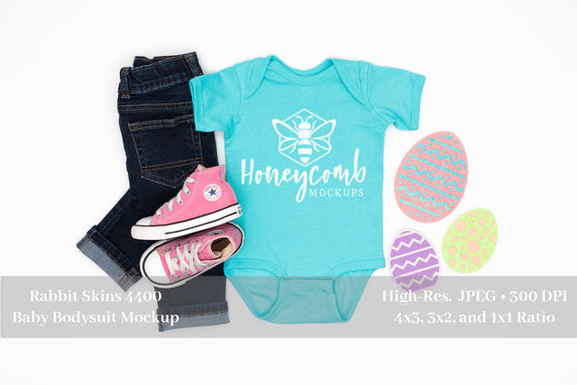 Easter Mockup, Caribbean Rabbit Skins 4400 Mockup, Baby Girl Mockup, Baby Bodysuit Mockup Mock Up Photo Honeycomb Mockups 