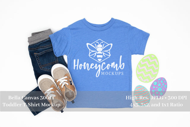 Easter Mockup, Heather Columbia Blue 3001T Mockup, Toddler Boy Shirt Mockup Mock Up Photo Honeycomb Mockups 