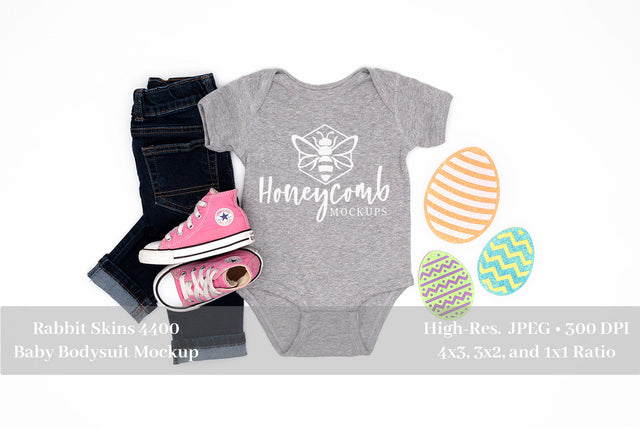 Easter Mockup, Heather Rabbit Skins 4400 Mockup, Baby Girl Mockup, Baby Bodysuit Mockup Mock Up Photo Honeycomb Mockups 