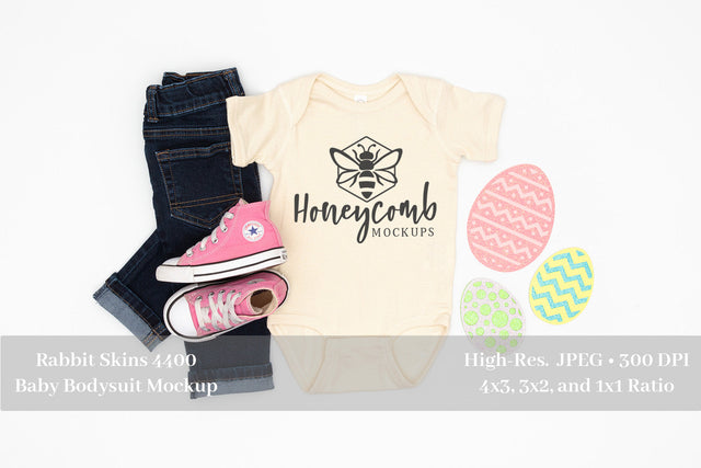 Easter Mockup, Natural Rabbit Skins 4400 Mockup, Baby Girl Mockup, Baby Bodysuit Mockup Mock Up Photo Honeycomb Mockups 