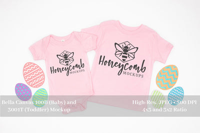 Easter Mockup, Pink Bella Canvas 100B and 3001T, Sibling Mockup, Baby and Toddler Mockup Mock Up Photo Honeycomb Mockups 