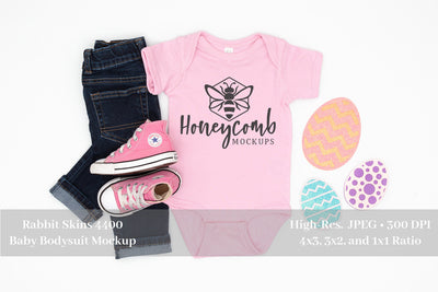 Easter Mockup, Pink Rabbit Skins 4400 Mockup, Baby Girl Mockup, Baby Bodysuit Mockup Mock Up Photo Honeycomb Mockups 
