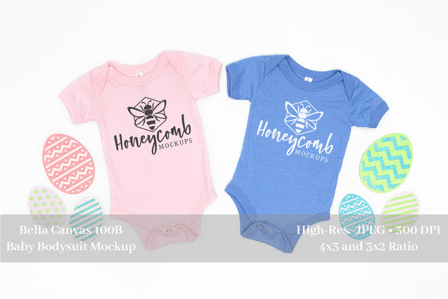 Easter Mockup, Two Bella Canvas 100B Mockup, Twins Mockup, Sibling Mockup, Baby Bodysuit Mockup Mock Up Photo Honeycomb Mockups 