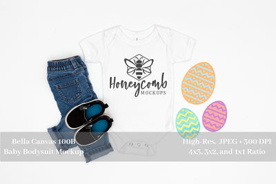 Easter Mockup, White Bella Canvas 100B Mockup, Baby Boy Mockup, Baby Bodysuit Mockup Mock Up Photo Honeycomb Mockups 
