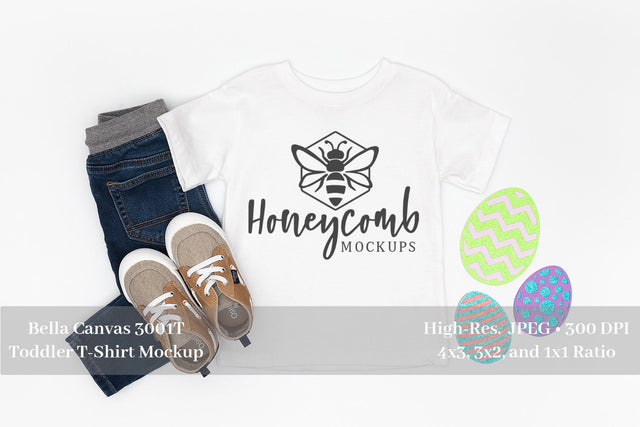 Easter Mockup, White Bella Canvas 3001T Mockup, Toddler Boy Mockup Mock Up Photo Honeycomb Mockups 