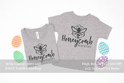 Easter Mommy and Me Mockup, Athletic Heather Bella Canvas 3001 and 3001T, Mom and Toddler Mockup Mock Up Photo Honeycomb Mockups 