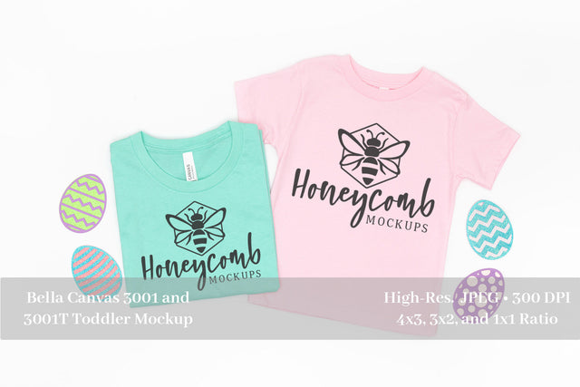 Easter Mommy and Me Mockup, Heather Mint 3001 and Pink 3001T, Bella Canvas Mockup, Mom and Toddler Mockup Mock Up Photo Honeycomb Mockups 