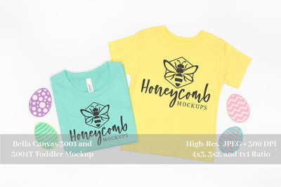 Easter Mommy and Me Mockup, Heather Mint 3001 and Yellow 3001T, Bella Canvas Mockup, Toddler Mockup Mock Up Photo Honeycomb Mockups 
