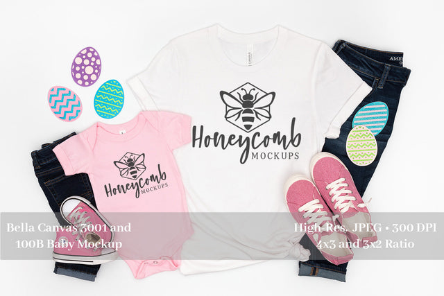 Easter Mommy and Me Mockup, Mom and Daughter Mockup, Baby Mockup, Bella Canvas Mockup Mock Up Photo Honeycomb Mockups 