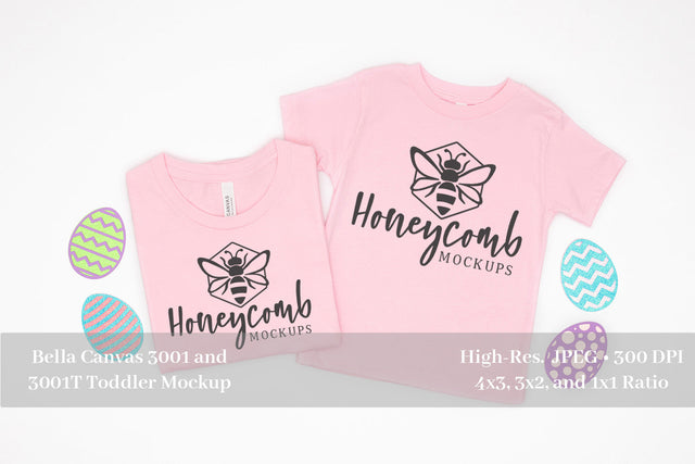 Easter mommy and Me Mockup, Pink 3001 and 3001T, Bella Canvas Mockup, Mom and Toddler Mockup Mock Up Photo Honeycomb Mockups 