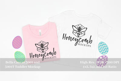 Easter Mommy and Me Mockup, Pink 3001 and White 3001T Mockup, Bella Canvas Mockup, Mom and Toddler Mockup Mock Up Photo Honeycomb Mockups 