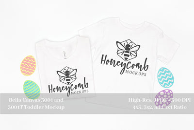 Easter Mommy and Me Mockup, White Bella Canvas 3001 and 3001T Mockup, Mom and Toddler Mockup Mock Up Photo Honeycomb Mockups 