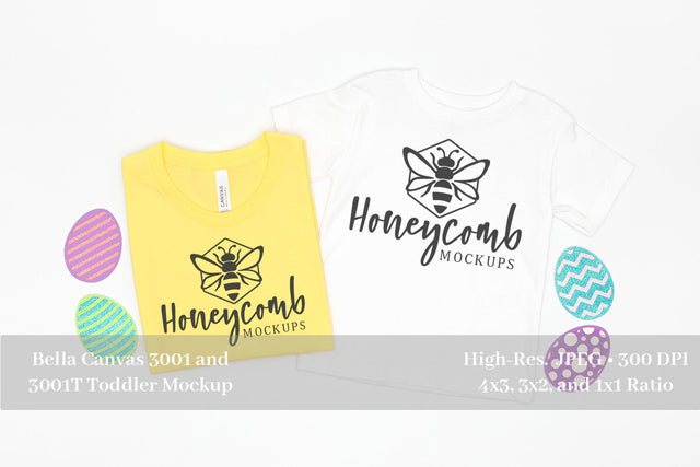 Easter Mommy and Me Mockup, Yellow 3001 and White 3001T Mockup, Bella Canvas Mockup, Mom and Toddler Mockup Mock Up Photo Honeycomb Mockups 