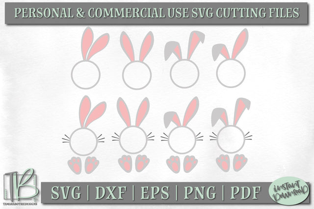 Easter Monogram SVG, Bunny Ears Monogram SVG File SVG TB Designs 