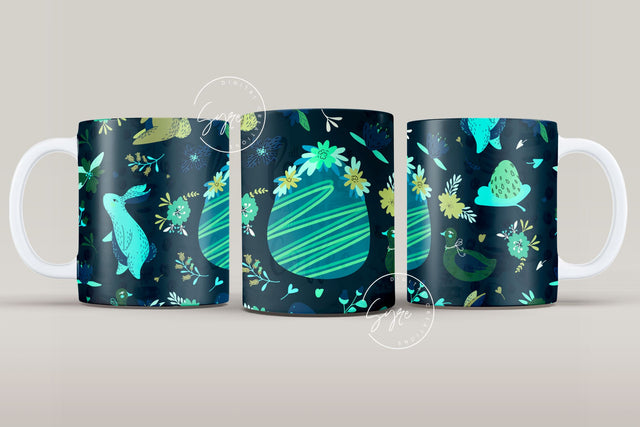 Easter Mug Design, Easter Egg Mug Wrap, Bunny Easter Eggs Coffee Mug, Easter Egg Pattern, 11 & 15 Oz Mug Cricut Press Sublimation Wrap Sublimation Syre Digital Creations 