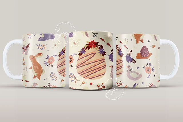 Easter Mug Design, Easter Egg Mug Wrap, Bunny Easter Eggs Coffee Mug, Easter Egg Pattern, 11 & 15 Oz Mug Cricut Press Sublimation Wrap Sublimation Syre Digital Creations 