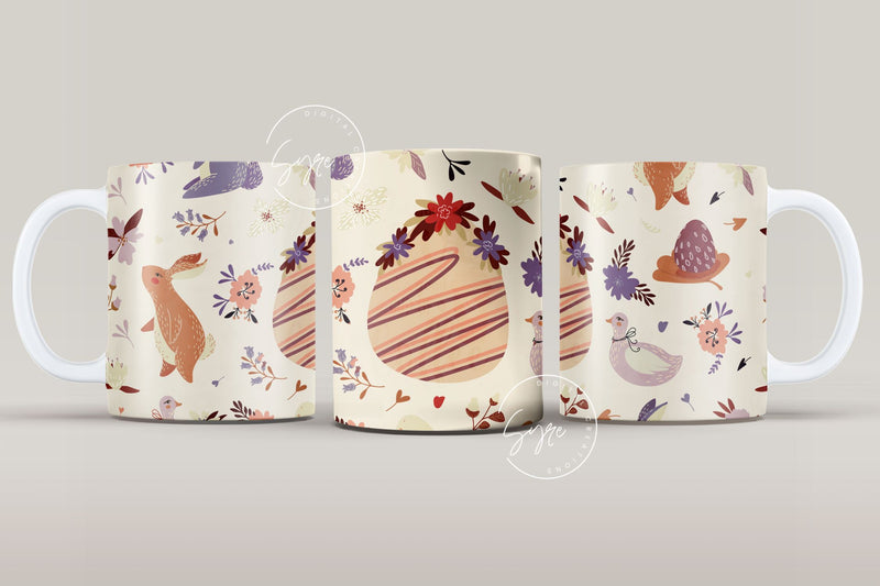 Easter Mug Design, Easter Egg Mug Wrap, Bunny Easter Eggs Coffee Mug, Easter Egg Pattern, 11 & 15 Oz Mug Cricut Press Sublimation Wrap Sublimation Syre Digital Creations 
