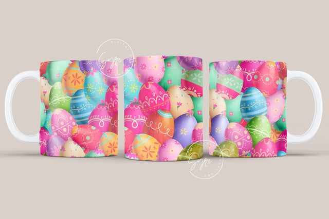 Easter Mug Design, Easter Egg Mug Wrap, Colorful Easter Eggs Coffee Mug, Easter Egg Pattern, 11 & 15 Oz Mug Cricut Press Sublimation Wrap Sublimation Syre Digital Creations 