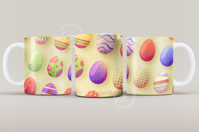 Easter Mug Design, Easter Egg Mug Wrap, Colourful Easter Eggs Coffee Mug, Easter Egg Pattern, 11 & 15 Oz Mug Cricut Press Sublimation Wrap Sublimation Syre Digital Creations 