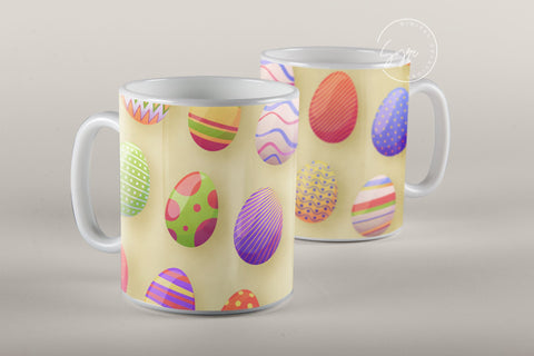 Easter Mug Design, Easter Egg Mug Wrap, Colourful Easter Eggs Coffee Mug, Easter Egg Pattern, 11 & 15 Oz Mug Cricut Press Sublimation Wrap Sublimation Syre Digital Creations 