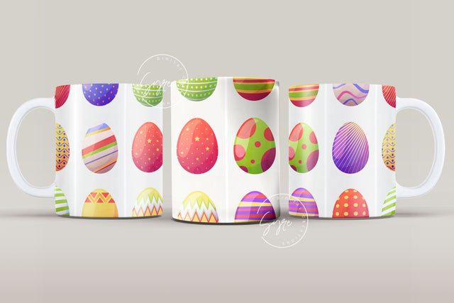 Easter Mug Design, Easter Egg Mug Wrap, Colourful Easter Eggs Coffee Mug, Easter Egg Pattern, 11 & 15 Oz Mug Cricut Press Sublimation Wrap Sublimation Syre Digital Creations 