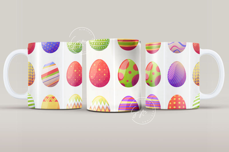 Easter Mug Design, Easter Egg Mug Wrap, Colourful Easter Eggs Coffee Mug, Easter Egg Pattern, 11 & 15 Oz Mug Cricut Press Sublimation Wrap Sublimation Syre Digital Creations 