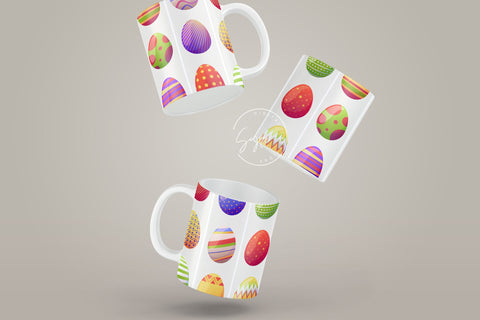 Easter Mug Design, Easter Egg Mug Wrap, Colourful Easter Eggs Coffee Mug, Easter Egg Pattern, 11 & 15 Oz Mug Cricut Press Sublimation Wrap Sublimation Syre Digital Creations 