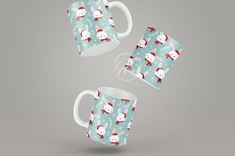 Easter Mug Design, Easter Rabbit Mug Wrap, Bunny Easter Eggs Coffee Mug, Easter Egg Pattern, 11 & 15 Oz Mug Cricut Press Sublimation Wrap Sublimation Syre Digital Creations 