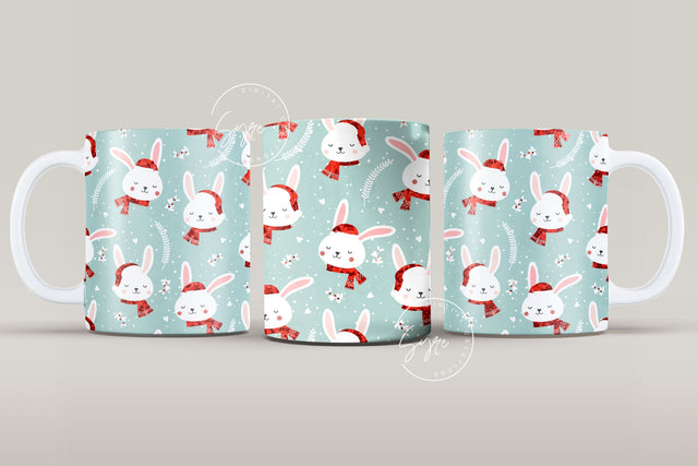 Easter Mug Design, Easter Rabbit Mug Wrap, Bunny Easter Eggs Coffee Mug, Easter Egg Pattern, 11 & 15 Oz Mug Cricut Press Sublimation Wrap Sublimation Syre Digital Creations 