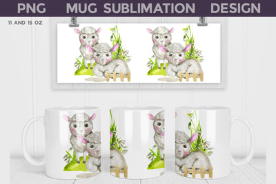 Easter Mug Sublimation | Lamb Mug Wrap Sublimation WatercolorColorDream 