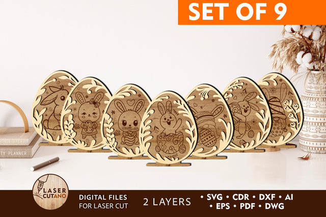 EASTER Paint Kit Laser Cut BUNDLE Multilayer Laser Cut File SET OF 9 Multilayer Laser Cut Files, Mandala, Round Sign SVG, 3D Designs, Mini Design Bundles SVG LaserCutano 
