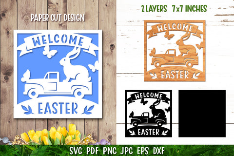 Easter Paper Cut SVG | Happy Easter Card | Easter Bunny Card SVG goodfox86 