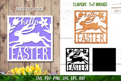 Easter Paper Cut SVG | Happy Easter Card | Easter Bunny Card SVG goodfox86 