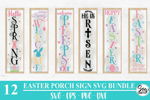 Easter Porch Sign SVG Bundle, Spring Vertical Signs SVG SVG Svgcraft 
