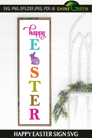 Easter Porch Sign SVG for Home, Farmhouse with Floral Bunny SVG Shine Green Art 