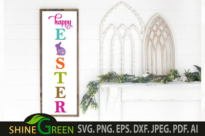 Easter Porch Sign SVG for Home, Farmhouse with Floral Bunny SVG Shine Green Art 