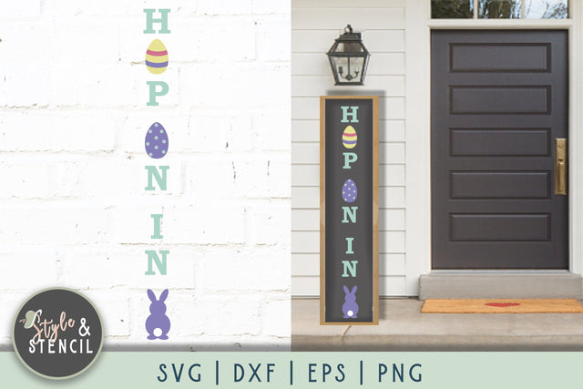 Easter Porch Sign SVG - Hop On In SVG Style and Stencil 