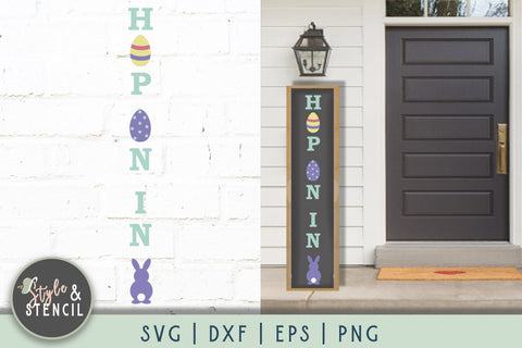 Easter Porch Sign SVG - Hop On In SVG Style and Stencil 