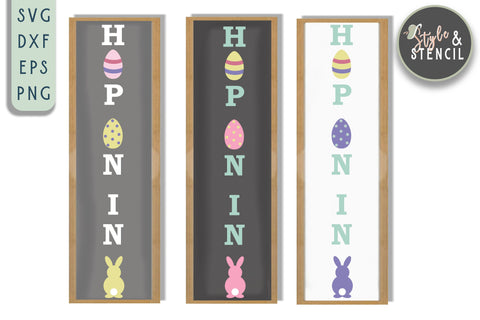 Easter Porch Sign SVG - Hop On In SVG Style and Stencil 