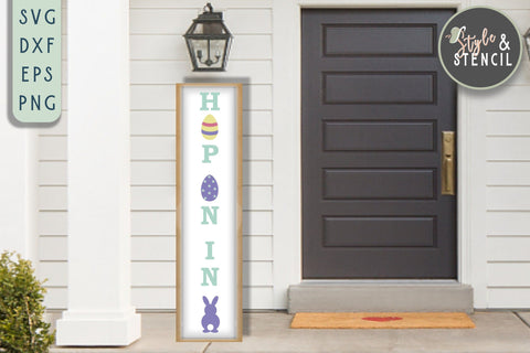 Easter Porch Sign SVG - Hop On In SVG Style and Stencil 